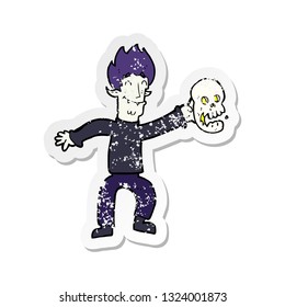 retro distressed sticker of a cartoon spooky vampire