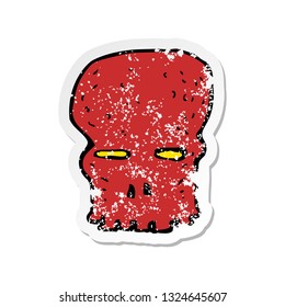 retro distressed sticker of a cartoon spooky skull