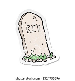 retro distressed sticker of a cartoon spooky grave