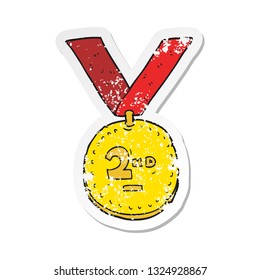 retro distressed sticker of a cartoon sports medal