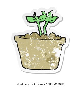 retro distressed sticker of a cartoon sprouting plant
