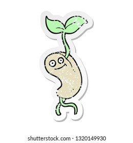 retro distressed sticker of a cartoon sprouting seed