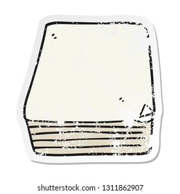 retro distressed sticker of a cartoon stack of paper