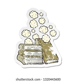 retro distressed sticker of a cartoon stack of books
