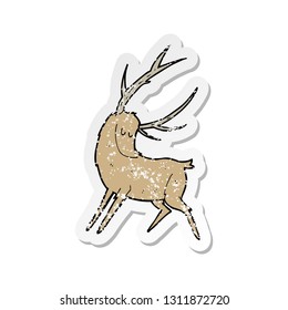 retro distressed sticker of a cartoon stag