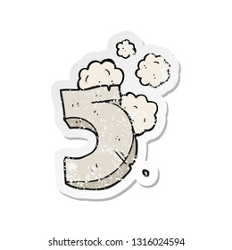 retro distressed sticker of a cartoon stone number five