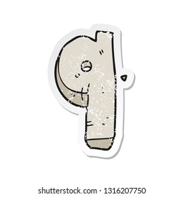 retro distressed sticker of a cartoon stone number nine