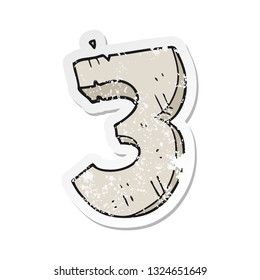 retro distressed sticker of a cartoon stone number three