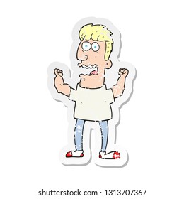 retro distressed sticker of a cartoon stressed man