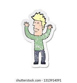 retro distressed sticker of a cartoon stresssed man