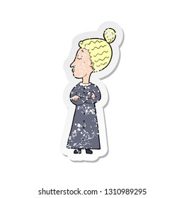 retro distressed sticker of a cartoon strict victorian teacher