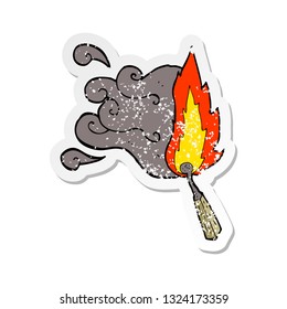 retro distressed sticker of a cartoon struck match