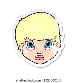 retro distressed sticker of a cartoon sulking woman