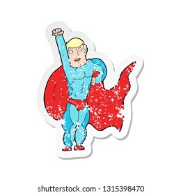 retro distressed sticker of a cartoon superhero