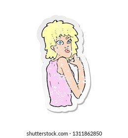retro distressed sticker of a cartoon surprised woman