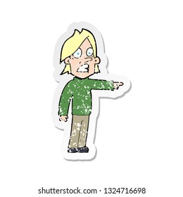 retro distressed sticker of a cartoon surprised man