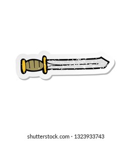 retro distressed sticker of a cartoon sword