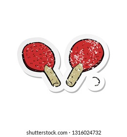 retro distressed sticker of a cartoon table tennis bats