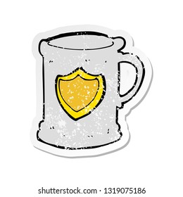 retro distressed sticker of a cartoon tankard
