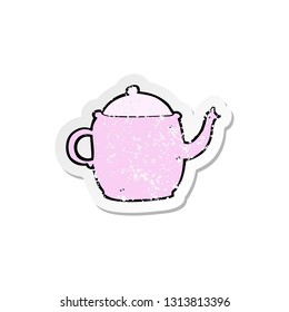 retro distressed sticker of a cartoon tea pot