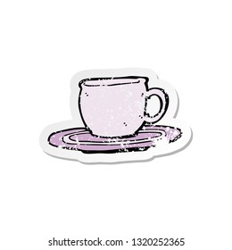 retro distressed sticker of a cartoon tea cup