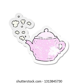 retro distressed sticker of a cartoon teapot