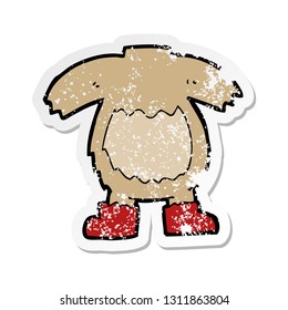 retro distressed sticker of a cartoon teddy bear body
