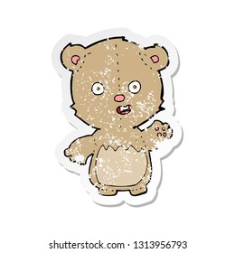 retro distressed sticker of a cartoon teddy bear