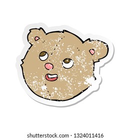 retro distressed sticker of a cartoon teddy bear head