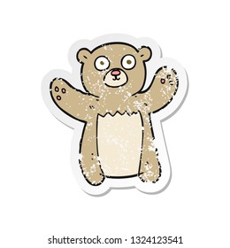 adesivo retro angustiado de um ursinho de pelúcia de desenho animado