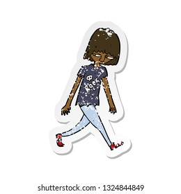 retro distressed sticker of a cartoon teenager
