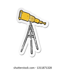 retro distressed sticker of a cartoon telescope
