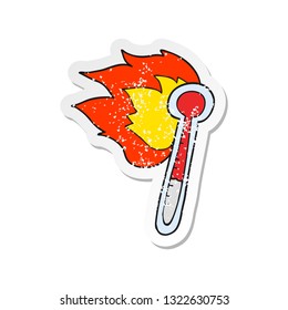 retro distressed sticker of a cartoon temperature gauge getting too hot