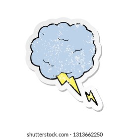 retro distressed sticker of a cartoon thundercloud symbol