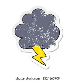 retro distressed sticker of a cartoon thundercloud