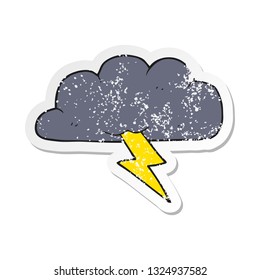 retro distressed sticker of a cartoon thundercloud