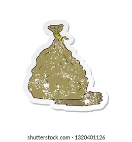 retro distressed sticker of a cartoon tied bag of rubbish