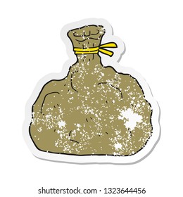 retro distressed sticker of a cartoon tied sack