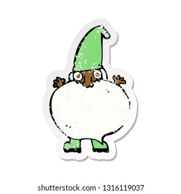 retro distressed sticker of a cartoon tiny santa