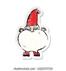 retro distressed sticker of a cartoon tiny santa
