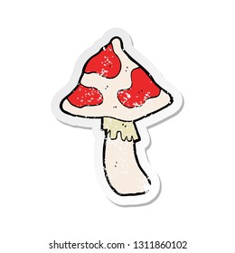 retro distressed sticker of a cartoon toadstool