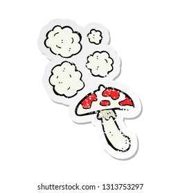 pegatina retro angustiada de una caricatura toadstool