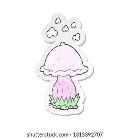 retro distressed sticker of a cartoon toadstool