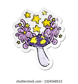 pegatina retro angustiada de una caricatura toadstool