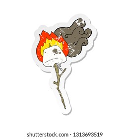 retro distressed sticker of a cartoon toasted marshmallow