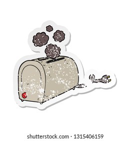 retro distressed sticker of a cartoon toaster smoking