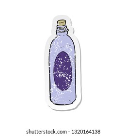 retro distressed sticker of a cartoon traditional bottle