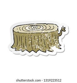 retro distressed sticker of a cartoon tree stump