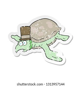 retro distressed sticker of a cartoon turtle