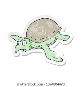 retro distressed sticker of a cartoon turtle